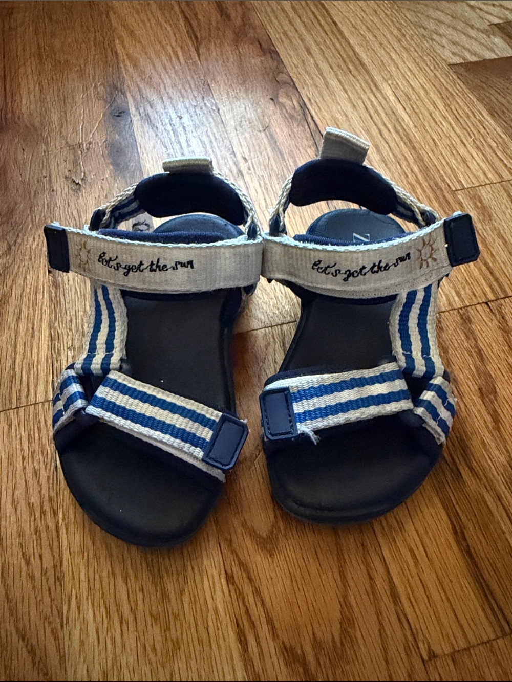 Zara Navy and Cream Striped Toddler Sandal with Sun Accent - Picture 3 of 5